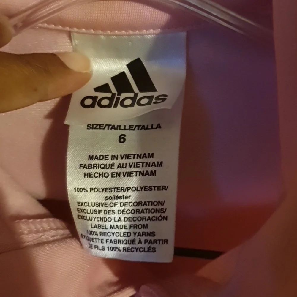 Adidas Youth 3Stripes Pink Track Jacket sz 6
